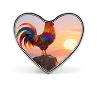Spilla a forma di cuore con gallo colorato, spilla a forma di leone cosmico per zaini o risvolti, spilla per San Valentino, anniversario