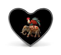 Spilla a forma di cuore con gallo e elefante, spilla da bavero, per cravatta, abiti, matrimoni, compleanni, per uomini e donne, Love form, Metallo