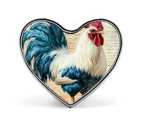 Spilla a forma di cuore con gallo vintage e alla moda, spilla per zaino, giacche, cappelli, decorazione