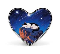 Spilla a forma di cuore con gatto che dorme alla moda spilla a forma di cuore personalizzata squisita in metallo spilla decorativa a forma di cuore spilla per abbigliamento zaino cappello giacche