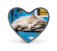 Spilla a forma di cuore con gatto che dorme, spilla per donne e uomini, accessori alla moda per cappelli, borse, giacche, cappotti, regali di giorno