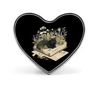 Spilla a forma di cuore con gatto nero sdraiato su un libro, spilla personalizzata per matrimoni e feste, gioiello per uomo, donna, vestiti e cappelli.