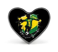 Spilla a forma di cuore con giocatore di calcio e bandiera del Brasile, graziosa spilla a forma di cuore, spille a bottone pe