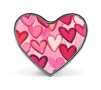 Spilla a forma di cuore con graffiti a tema San Valentino, in metallo, da appendere al risvolto di giacca, cappello o borsa.