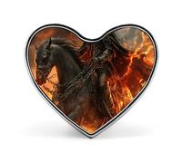 Spilla a forma di cuore con la Morte in un cavallo di fiamme