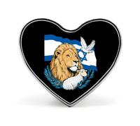 Spilla a forma di cuore con leone e colomba, stile ebraico israeliano, gioiello carino con distintivo.
