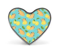 Spilla a forma di cuore con limone e capibara che nuota, graziosa spilla, distintivo, cappello, abbigliamento, accessori, regali per feste di matrimonio per donne e uomini