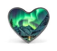 Spilla a forma di cuore con luci del nord, grazioso riccio per zaini o risvolti, spilla per San Valentino, anniversario