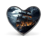 Spilla a forma di cuore con luna piena a forma di pirata a vela per adulti spille da bavero personalizzate in metallo a forma di cuore alla moda spille a forma di cuore squisita per borse vestiti
