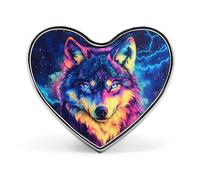 Spilla a forma di cuore con lupo selvatico, ad acquerello, accessorio per abbigliamento, gioielli, regali per feste di nozze