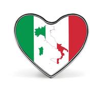 Spilla a forma di cuore con mappa dell'Italia sulla bandiera italiana, accessorio per abbigliamento e cappelli, ideale per uomini, donne e coppie.
