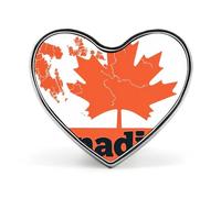 Spilla a forma di cuore con mappa e bandiera del Canada, accessorio per abbigliamento e gioielli per uomo e donna.