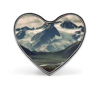 Spilla a forma di cuore con montagne dell'Alaska, graziosa spilla in lega di alluminio, alla moda, per vestiti, cappelli, borse, abiti, cravatte, accessori da sposa, gioielli, regalo smaltato, spille