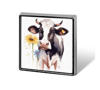 Spilla a forma di cuore con motivo a mucca e margherita, classica e carina, elegante, distintiva, zaino, cappello, giacche, decorazio
