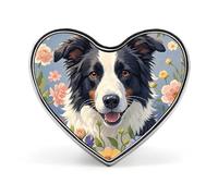 Spilla a forma di cuore con motivo floreale a forma di Border Collie, grande tigre per zaini o risvolti, spilla per San Valentino, anniversario