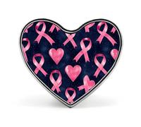 Spilla a forma di cuore con nastrini per la lotta contro il cancro al seno, distintivo a forma di cuore, bottone decorativo elegante per zaini e cappelli