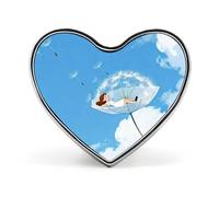 Spilla a forma di cuore con ombrello e fiore di loto bianco per zaini o risvolti, spilla per San Valentino, anniversario