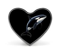 Spilla a forma di cuore con orca assassina, accessorio per abbigliamento e gioielli per uomo e donna.