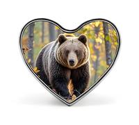 Spilla a forma di cuore con orso bruno in autunno, farfalle per zaini o risvolti, spilla per San Valentino, anniversario