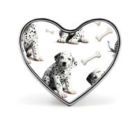 Spilla a forma di cuore con osso di cane e cuccioli di dalmata, spilla da bavero, distintivo per borsa, maglietta, festa, gioielli personalizzati