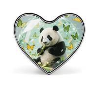 Spilla a forma di cuore con panda in cristallo verde tempesta carina in lega di alluminio spilla alla moda squisita spille per abito alla moda cappello borsa vestito cravatta accessori da sposa
