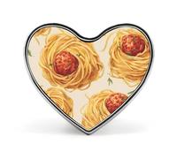 Spilla a forma di cuore con polpette, pasta e noodles, in alluminio, decorazione per zaini e cappelli.