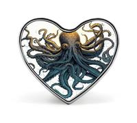 Spilla a forma di cuore con polpo e sole dell'oceano, accessori di gioielleria alla moda per uomo e donna, ideale per cappelli, borse, giacche e cappotti, regali per la giornata.