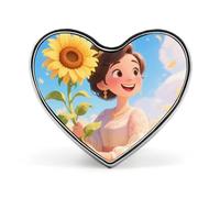 Spilla a forma di cuore con principessa girasole, campanelli eolici al tramonto per zaini o risvolti, spilla per San Valentino, anniversario