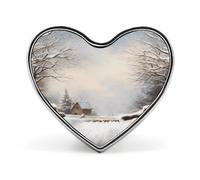 Spilla a forma di cuore con scena di neve, per donne e uomini, accessori alla moda per cappelli, borse, giacche, cappotti, regali di giorno