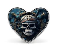 Spilla a forma di cuore con scheletro pirata, per donne e uomini, accessori alla moda per cappelli, borse, giacche, cappotti, regali di giorno