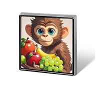 Spilla a forma di cuore con scimmia che tiene in mano un frutto, elegante, zaino, cappello, giacche, decora