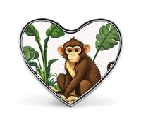 Spilla a forma di cuore con scimmia e pianta alla moda spilla a forma di cuore personalizzata squisita in metallo con decorazione a forma di cuore spilla per abbigliamento zaino cappello giacche