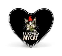 Spilla a forma di cuore con scritta "I Like Weed My Cat" per donne e uomini, per feste e matrimoni