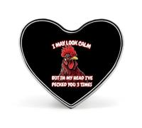 Spilla a forma di cuore con scritta in inglese "In My Head I've Pecked You 3 Times"