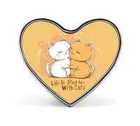 Spilla a forma di cuore con scritta "Life Is Better With Cats", simpatica spilla per zaino, giacche, cappelli, decorazione