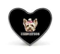 Spilla a forma di cuore con scritta "Mi manca il mio cane" dello Yorkshire Terrier, spilla da bavero, distintivo per borsa, maglietta, festa, gioielli personalizzati