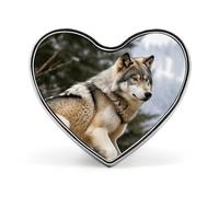 Spilla a forma di cuore con selvaggio di montagna innevata, in lega, da bavero, personalizzabile, divertente, con chiusura a spilla, novità unica, in smalto, con un grazioso cuore per giacca, zaino,