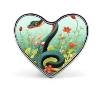 Spilla a forma di cuore con serpente e fiore, per donne e uomini, accessori alla moda per cappelli, borse, giacche, cappotti, regali di giorno