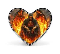 Spilla a forma di cuore con simbolo della morte in fiamme per donne e uomini, spilla da bavero per feste e matrimoni