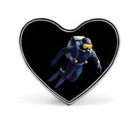 Spilla a forma di cuore con soggetto subacqueo, accessorio per abbigliamento e gioielli per uomo e donna.