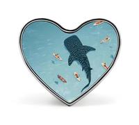 Spilla a forma di cuore con squalo balena delle Maldive, spilla da bavero, distintivo per borsa, maglietta, festa, gioielli personalizzati