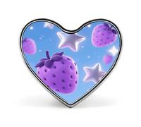 Spilla a forma di cuore con stelle e fragole viola per adulti spille da bavero personalizzate in metallo a forma di cuore alla moda spille a forma di cuore squisita per borse vestiti decorazione