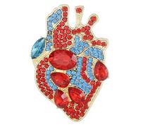 Spilla a forma di cuore con strass brillanti rossi e blu, elegante spilla con simbolo della vita e dell'amore