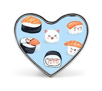 Spilla a forma di cuore con sushi, carina, ideale per decorare zaini, giacche e cappelli.