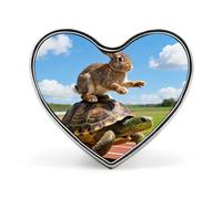 Spilla a forma di cuore con tartaruga e coniglio, due gru al tramonto per zaini o risvolti, spilla per San Valentino, anniversario