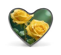 Spilla a forma di cuore con tenera rosa gialla, tramonto con due alberi per zaini o risvolti, spilla per San Valentino, anniversario