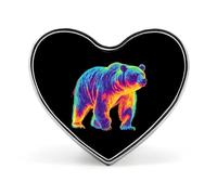 Spilla a forma di cuore con termografia a forma di orso, spilla in metallo a forma di cuore, per uomo e donna, per abbigliamento, borsa, cappello, gioielli, accessori