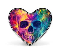 Spilla a forma di cuore con teschio e fumo, spilla per zaino, giacche, cappelli, decorazione