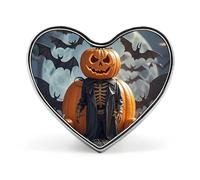 Spilla a forma di cuore con testa di zucca divertente per Halloween, per cavie, per zaini o risvolti, per San Valentino, anniversario