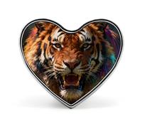 Spilla a forma di cuore con tigre feroce, una bellezza maliziosa per zaini o risvolti, spilla per San Valentino, anniversario